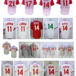 GlaRetro Jersey Pete Rose Jersey Barry Larkin Chri Sabo Deion Sanders White Hemp Grey Red Flex Base Stitched Vintage Baseball