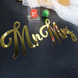 Party Decoration Mirror Gold Wedding Chair Sign Mr & Mrs Signs For Theme Po Props