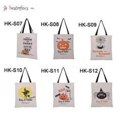 6 Styles Large Halloween Tote Bags Party Canvas Trick or Treat HandBag Creative Festival Spider Candy Gift Bag For Kids 0920