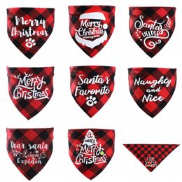 Pet Bandanas Plaid Dog Apparel Washable Saliva Towel for Small Dogs Chihuahua Marry Christmas Cat Costume Large Dog Accessories RRB15599