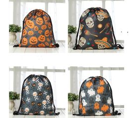 Party Supplies Halloween Candy Gift Bag Bundle Pocket Pumpkin Skull Printing Drawstring Backpack Drawstring-Bag Multi Styles Backpacks RRB15