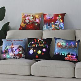 Cushion Decorative Pillow LED Cover Christmas Cushion Decorations For Home Decorative Case Xmas Gifts Happy Year 2023 220919