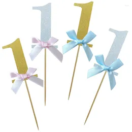 Festive Supplies 10pcs Glitter Paper Cupcake Toppers Happy Birthday One Cake Topper Decorating Baby Girl Boy 1st Decoration