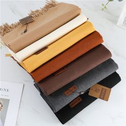 Scarves Winter Scarf For Women Shawls And Wraps Fashion Solid Warmer Thick Cashmere Pashmina Lady Neck Head Stoles Bandana 220920