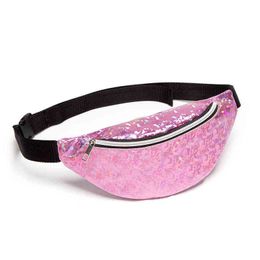 Women Glittering Bag Laser Belt Holographic Designer Shiny Waist Cute Packs Phone Pouch For Party Travel J220705