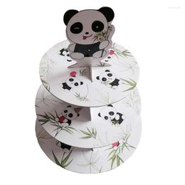 Party Supplies 3-tier Lovely Panda Cake Stand Cupcake Holder For Happy Birthday Decorations