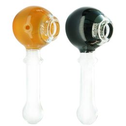 Cool Colourful Thick Glass Pipes Portable Spoon Bowl Dry Herb Tobacco Porous Philtre Bong Handpipe Handmade Oil Rigs Smoking Cigarette Holder Pipe DHL