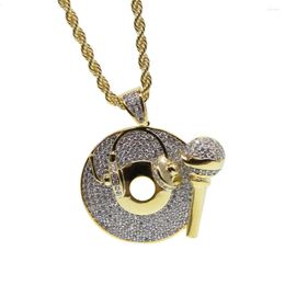 Chains 2022 Latest Men Boy Style Rock Punk Microphone Necklace & Pendant Top Quality MICRO Gold-color CZ Stone Hip Hop