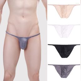 Underpants Men's Sexy Low Rise Breathable Bikini Briefs Enlarge Pouch G-String Thongs Solid Color Fashion Male Clothes