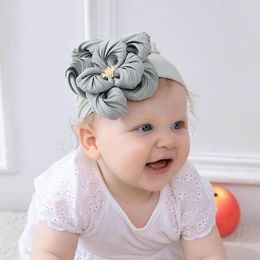Hair Accessories Baby Headbands Big Flower Girls Nylon Headband Soft Infant Cute Head Wrap Wide Turban Kids Born Po Props