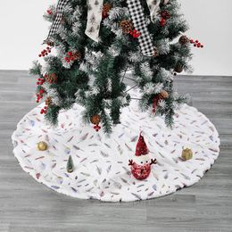 Christmas Decorations White Fluff Tree Skirt Bronzed Colorful Feather Festive Gifts Year Party Decoration Apron