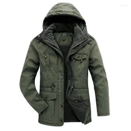 Men's Down Men's & Parkas Mens Winter Coat Cotton-padded Jacket Multi-pocket Plus Size Thick Hooded Color Mid-length Warm Clothing