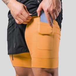 Running Shorts 2022 Men Summer Fitness Bodybuilding Quick-drying Gyms Men's Jogging 2-in-1double-deck Sports