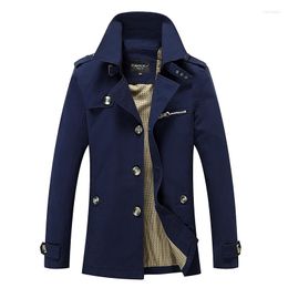 Men's Trench Coats Wholesale- Men 2022 Arrival Business & European Style Slim Fit High Quality Wind Coat Autumn Mens Army Jackets 5XL