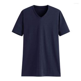 Men's T Shirts Men's T-Shirts Men Summer Casual Brand T-shirt Solid Tees & Tops V-neck Blue Cotton Short Sleeve Fashion EU SIZE XL XXL