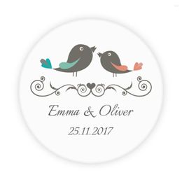 Party Supplies DouxArt 100 Pieces Custom Personalised Wedding Stickers 40mm Birds Baptism Communion Gift Box Label P043