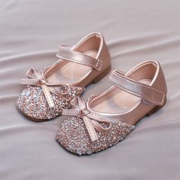 Sneakers Baby Girls Shoes Leather Flats Princess Bling Dress For Party Wedding Stage Performance Children Toddlers 220920