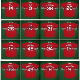 GlaRetro 26 Wade Boggs Jersey 21 Roger Clemens 27 Carlton Fisk 19 Fred Lynn 45 Pedro Martinez 34 David Ortiz 15 Dustin Pedroia 24 Manny Ramirez