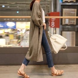 Women's Trench Coats Women's Casual Japan Style Plus Size Office Ladies Women Long Loose Thin Plain Autumn Vintage Female Fashion