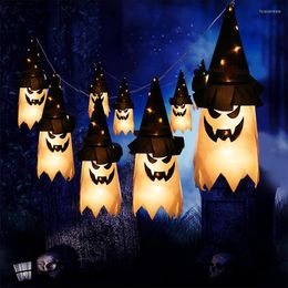 Party Decoration 1Pcs White Ghost LED Light Witch Hat Halloween Hanging Ornament Outdoor Bar Home Decor Decorations Supplies