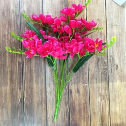 Decorative Flowers Artificial Freesia Flower With 9 Branches For Home Living Room Decor