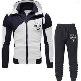 Men's Tracksuits Men Tracksuit 2 Pieces Set Sweatshirt&Sweatpants Sportswear Double Zipper Hoodies Casual Mens Thermal Warm Wicking