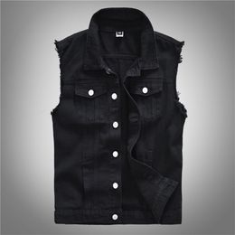 Men's Vests Men's Fashion Casual Black Hooded Sleeveless Vest Denim Vest Jacket Street Punk Style Denim Vest Multiple Size Options M-6XL 220919