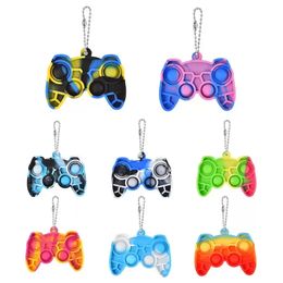 Gamepad Keychain Push Fidght Toy Hands Squeeze Fidget Bag Pendant Simple Dimple Antistress Toys Bubble Stress Relief Key Ring ZM920