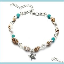 Anklets Shell Beads Starfish Anklets For Women Beach Anklet Leg Bracelet Handmade Bohemian Foot Chain Boho Jewellery Sandals C3 Drop De Dhrgo