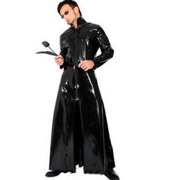 Cosplay Halloween Catsuit Costumes Black long clothing PVC faux leather coat gay sexy Fun uniforms