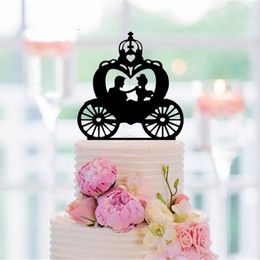 Festive Supplies Wedding Cake Topper Bride And Groom In The Carriage Silhouette For / Engagement Anniversary Party