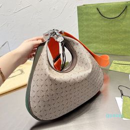 Crescent Bag Retro Crossbody Half Moon Bags Women Handbags Shoulder Croissant Bags Clutch Purse Old Flower Canvas Genuine Leather Adjustable Red Green Strap