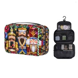 Cosmetic Bags Hanging Travel Three Nutcrackers Toiletry Bag Portable Christmas Style Makeup Organiser For Women Storage Dopp Kit Case