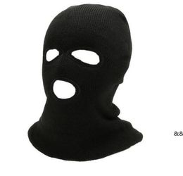 New autumn and winter warm three hole wool knitted hat bandit outdoor cycling letter mask straight beanies GWB15552