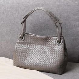 Evening Bags Woman Genuine Leather Manual Weave Single Shoulder Large Volume Package High-quality Inner Zipper Bag Strap