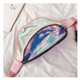 Girls Sac Laser Belt Bags Women Fanny Packs Bum Bag Punk Holographic Waist Pack Pouch Waterproof Transparent Glitter Clear Lady J220705