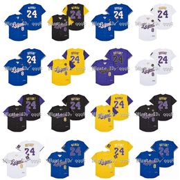 GlaTop Quality 1 2021 Mens 8 24 Mamba Bryant Jersey Legend Bryant Jersey Split Fashion Yellow White Blue Black Stitched Baseball Jersey