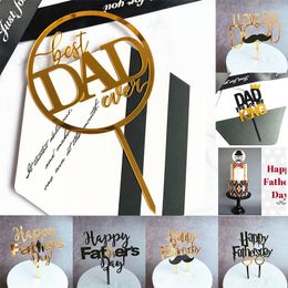 Festive Supplies Acrylic Father's Day Cake Topper Happy Birthday Black DAD Party Toppers For Cakes Dessert Cupcake Decoration