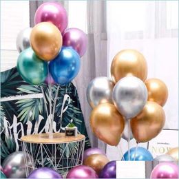 Party Decoration 10Pcs/Set Chrome Balloon 12 Inch 2.8G Metal Latex Metallic Colour Gold Decorations Drop Delivery 2 Nerdsropebags500Mg Dhso5