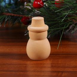 Festive Supplies Dolls Peg Snowman Doll Wood Unfinished Wooden Diy Craft Tiny Figures Blank Ornament Crafts