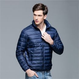 Men's Down Parkas Winter Jacket Ultra Light Men Windbreaker Feather Man Lightweight Portable Warm Coat 220919