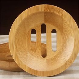 Bathroom Accessories Wooden Soap dishes Bamboo Mini Round Holder wooden Anti-Mildew Drain rack