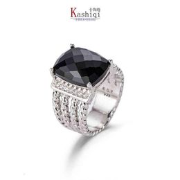 platinum rings diamonds UK - Rings Dy ed Wire Prismatic Black Ring Women Fashion Platinum Plated Micro Diamond Trend Versatile Style169I