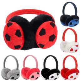 Ear Muffs Kids Fashion Winter Warm muffs Boys Girls Cute Cartoon Embroidered Football Plush flap Children Thicken Cover Headband 220920