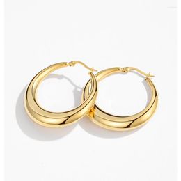 Hoop Earrings 2022 Simple Thick Light Weight Gold Colour Filled Hoops For Women Chunky Gift