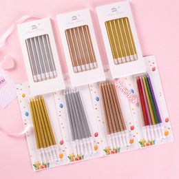 Festive Supplies Long Rod Pencil Slender Creative Candle Electroplating Wedding Children's Party Pearlescent Gold Silver Baking