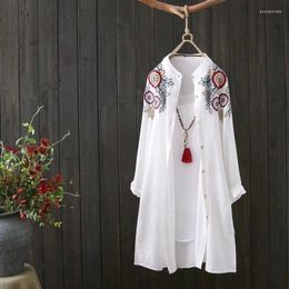 Women's Blouses Women's & Shirts Women White Shirt Cotton Embroidery Long Sleeve Button Up Blouse 2022 Fashion Loose Top Office Lady