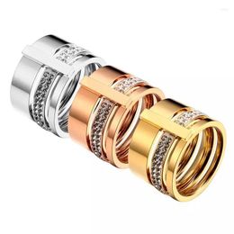 Cluster Rings Crystal Jewelry Fashoin Women Men Unisex Wholesale Gold Color Stainless Steel Wedding
