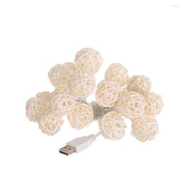 Stringhe USB Rattan Ball LED String Light White White Fairy Holiday for Party Wedding Decoration Lights Christmas Ghirlanda