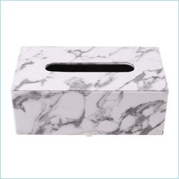 Tissue Boxes Napkins Marble Pattern Jewellery El Paper Box Business Office Dining Room Living Creative Leather Drop Delivery 2021 Home Dhvrn